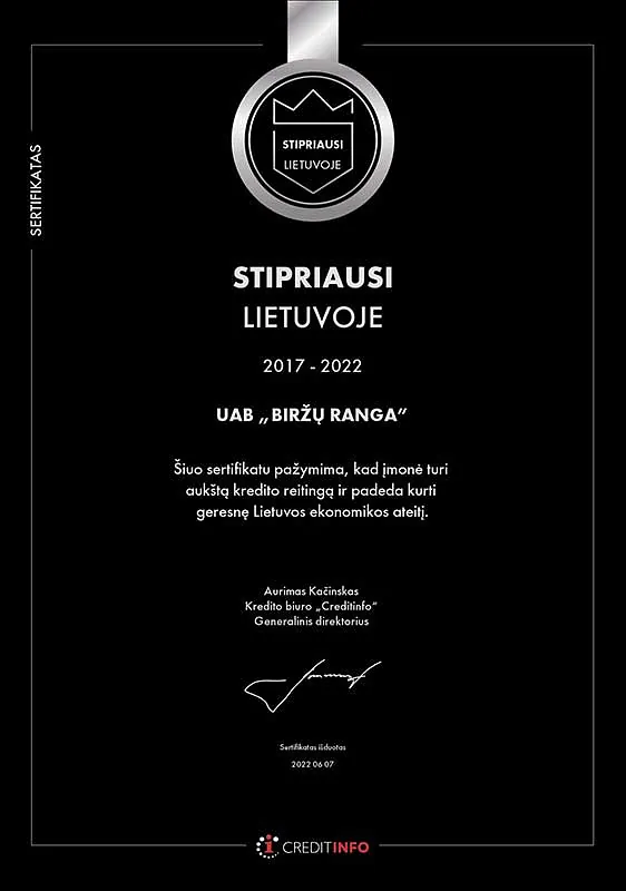 Sertifikatas Biržų ranga