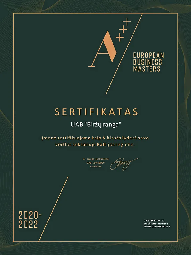 Sertifikatas Biržų ranga