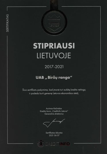 Sertifikatas Biržų ranga