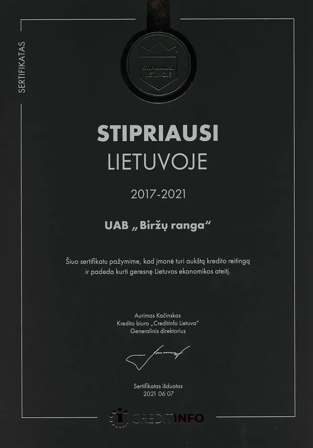 Sertifikatas Biržų ranga