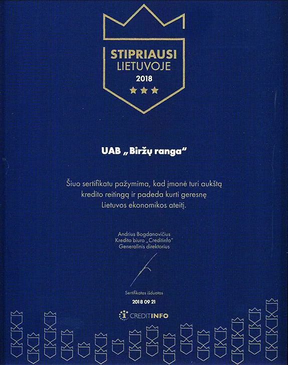 Sertifikatas Biržų ranga