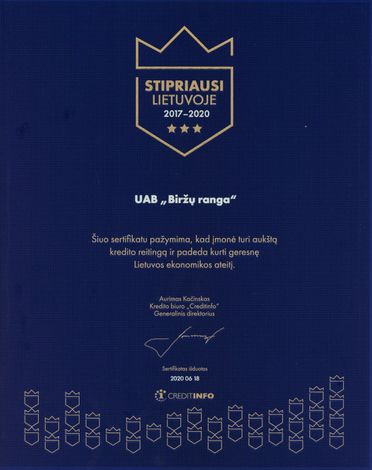 Sertifikatas Biržų ranga